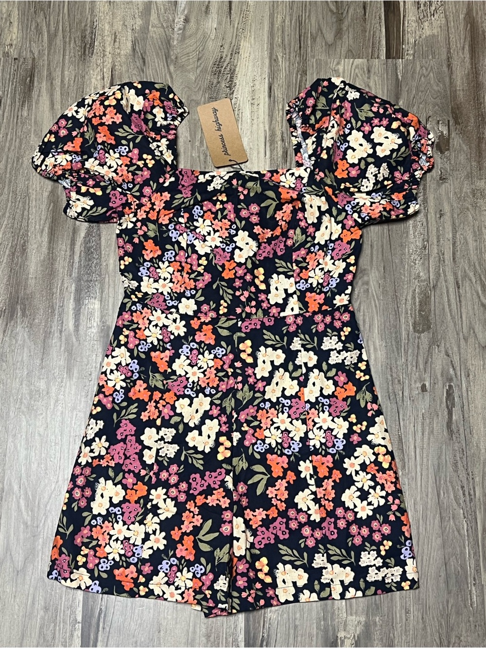 Princess Highway Natalie Puff Sleeve Floral Romper NWT Linen Cotton AU 6 US 2